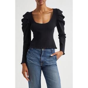 New FARM Rio Gathered Top In Black Size M $180